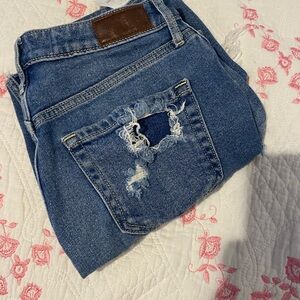 Hollister Blue Distressed Straight Leg Jeans